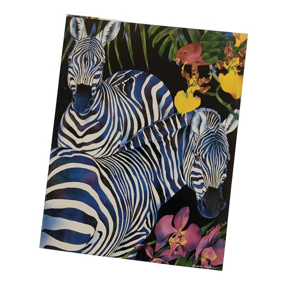 Vintage Zebra Jigsaw Puzzle "Stripes and Shadows" Barbara Wallace Art 550+ Piece - Picture 1 of 7